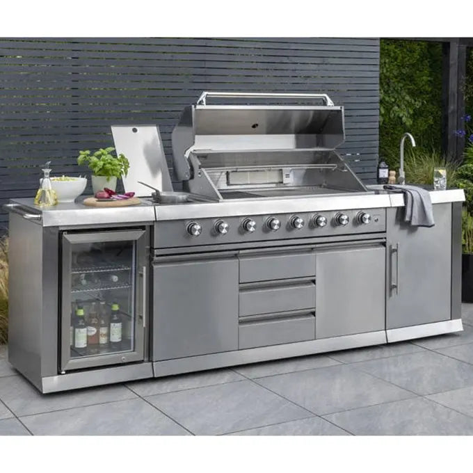 Modular Outdoor BBQ Kitchen 304 Stainless Steel Outdoor Kitchen Can Assemble Freely Sink And Refrigerator